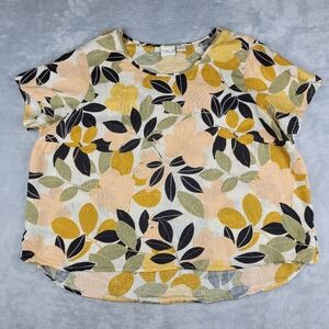 Rachel Zoe 100% Linen Top Floral Short Sleeve Women's Plus Size 3X